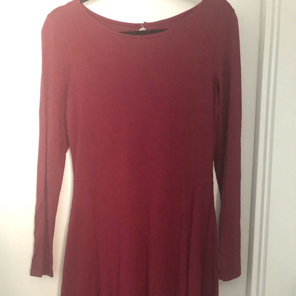 long sleeve wine colored dress